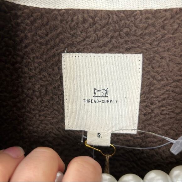 NWT Thread & Supply Brown Sherpa Pullover Jacket Size S - Picture 6 of 11